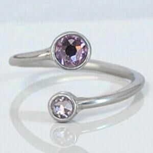 Alex And Ani Sterling Silver Bypass Wrap Birthstone Ring Amethyst Purple Size 7